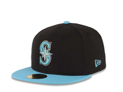 Seattle Mariners New Era MLB 9FIFTY Hat Black Crown Blue Visor Blue/White Logo - Snapback Cap