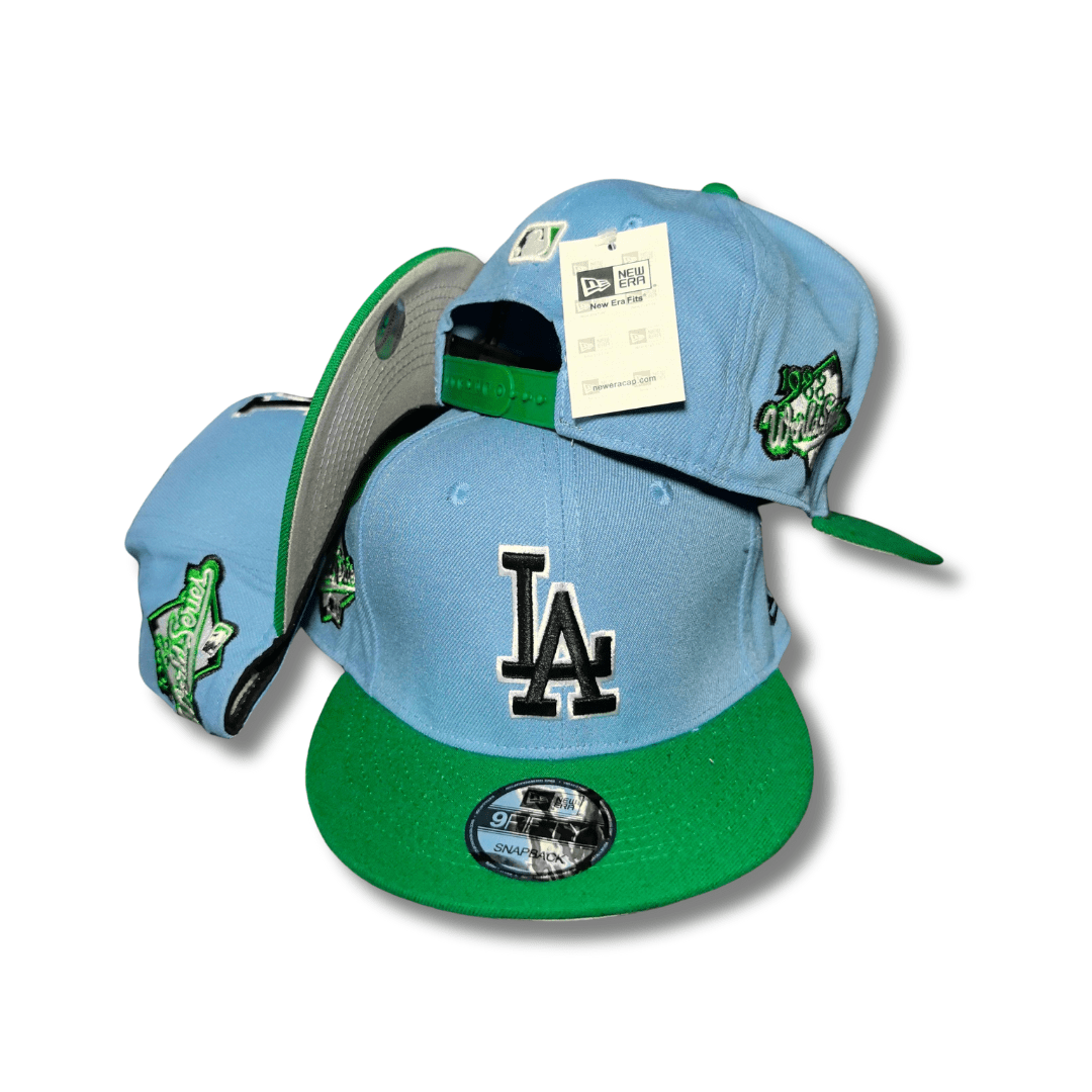 Los Angeles Dodgers 1988 World Series with Green Brim Light Blue and Green – Snapback Cap