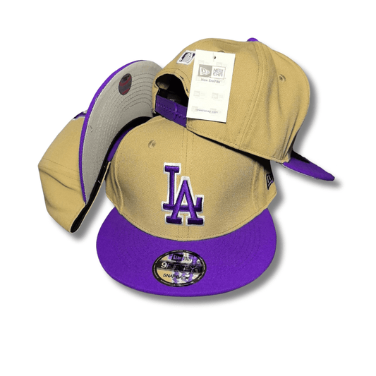 Los Angeles Dodgers with Purple Brim Beige and Purple – Snapback Cap