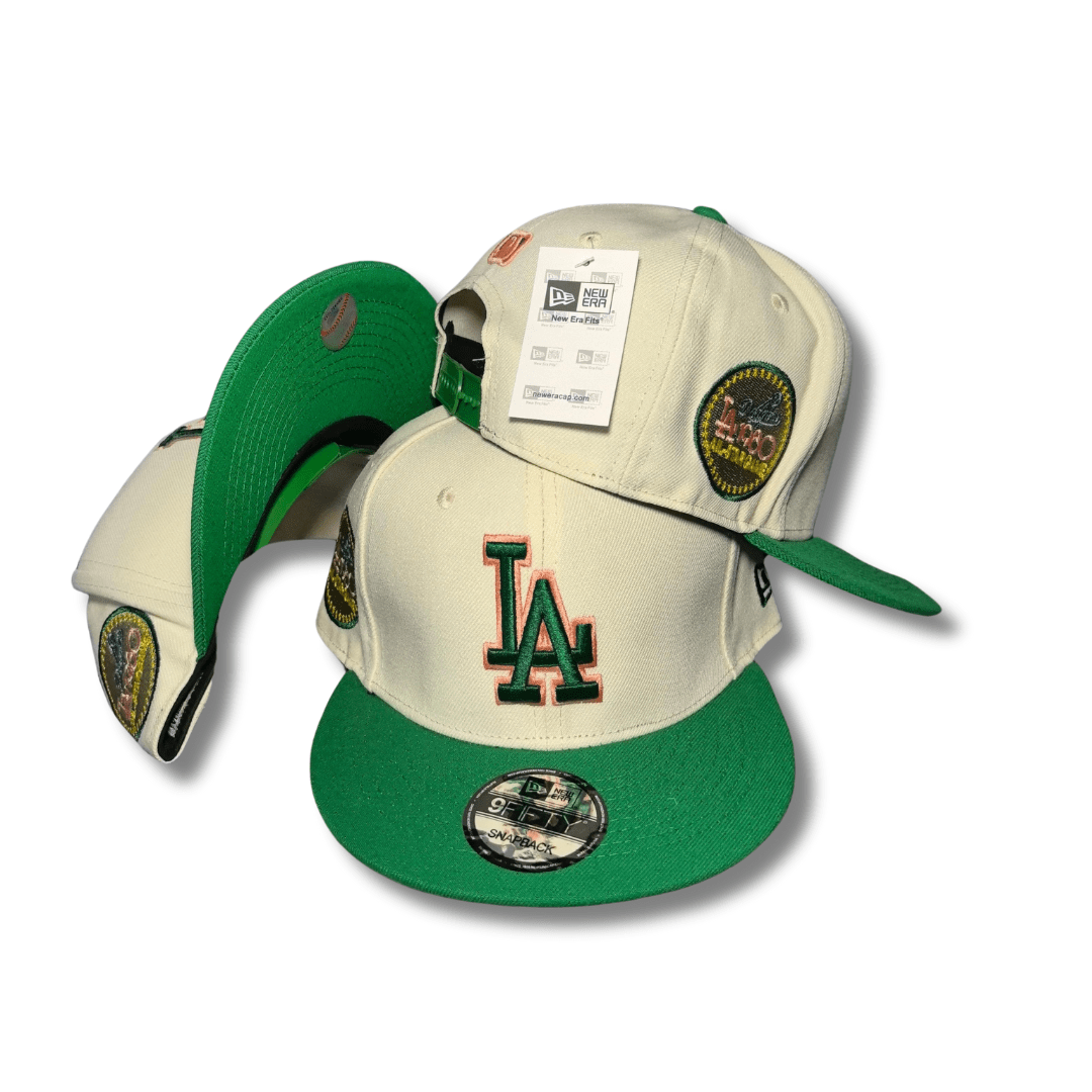 Los Angeles Dodgers Patch with Green Brim Cream and Green – Snapback Cap