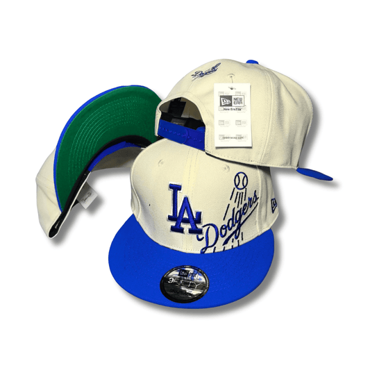 Los Angeles Dodgers Cream and Blue with Script Design - Snapback Cap