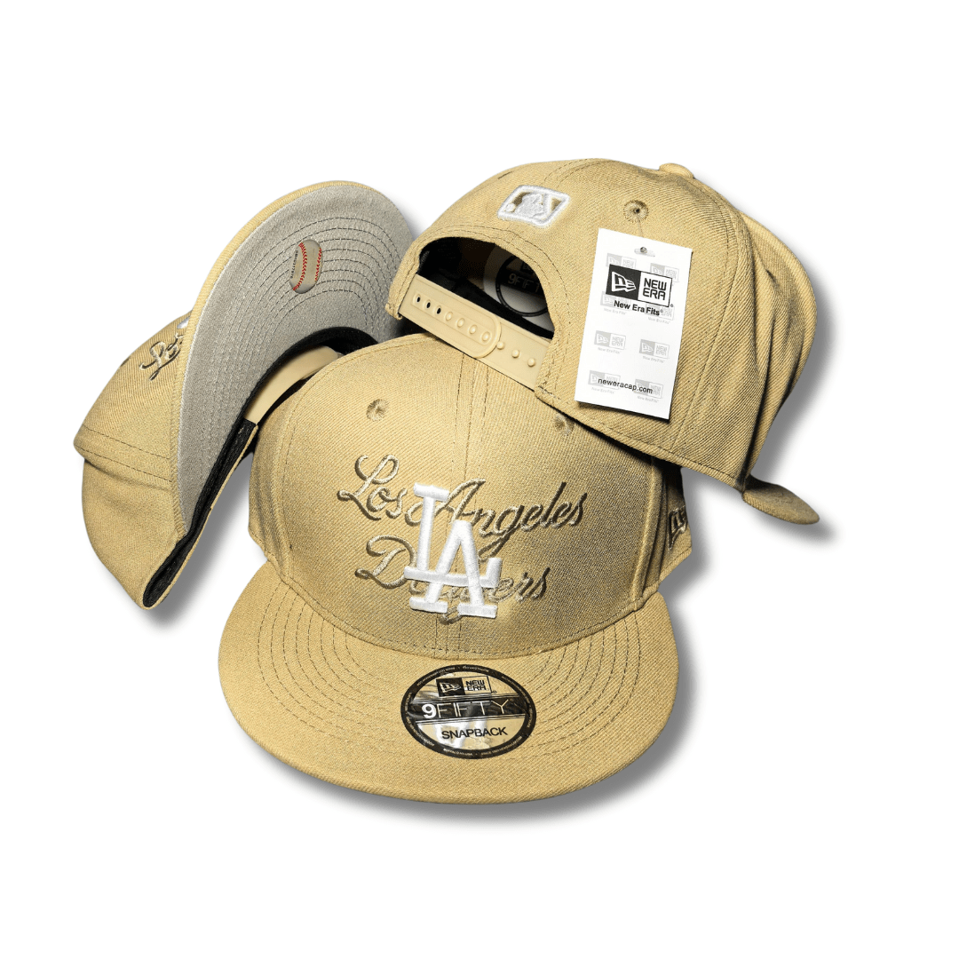 Los Angeles Dodgers Gold with Script Embroidery - Snapback Cap