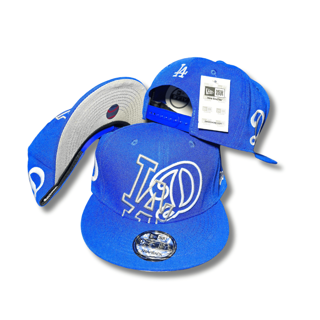 Los Angeles Dodgers Blue with Oversized Embroidered Logo and Adjustable Fit – Snapback Cap