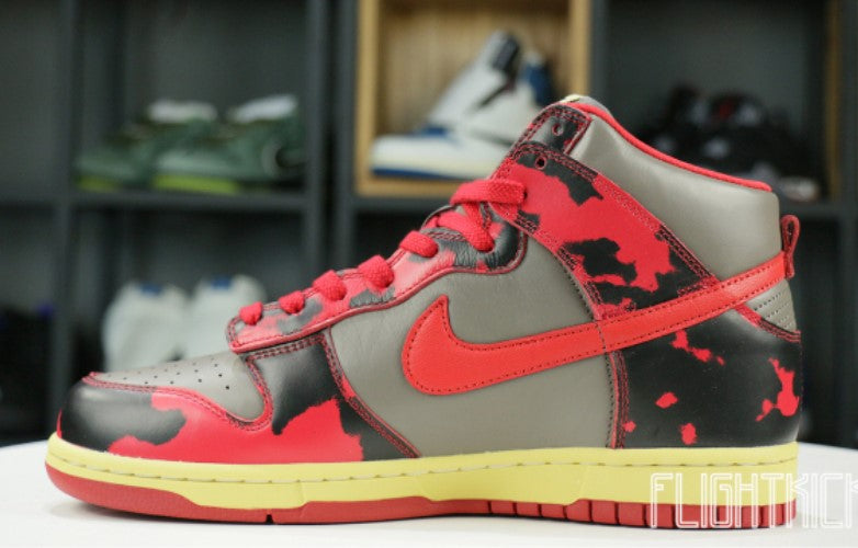 Nike Dunk High 1985 Red Acid Wash Iconic Sneaker