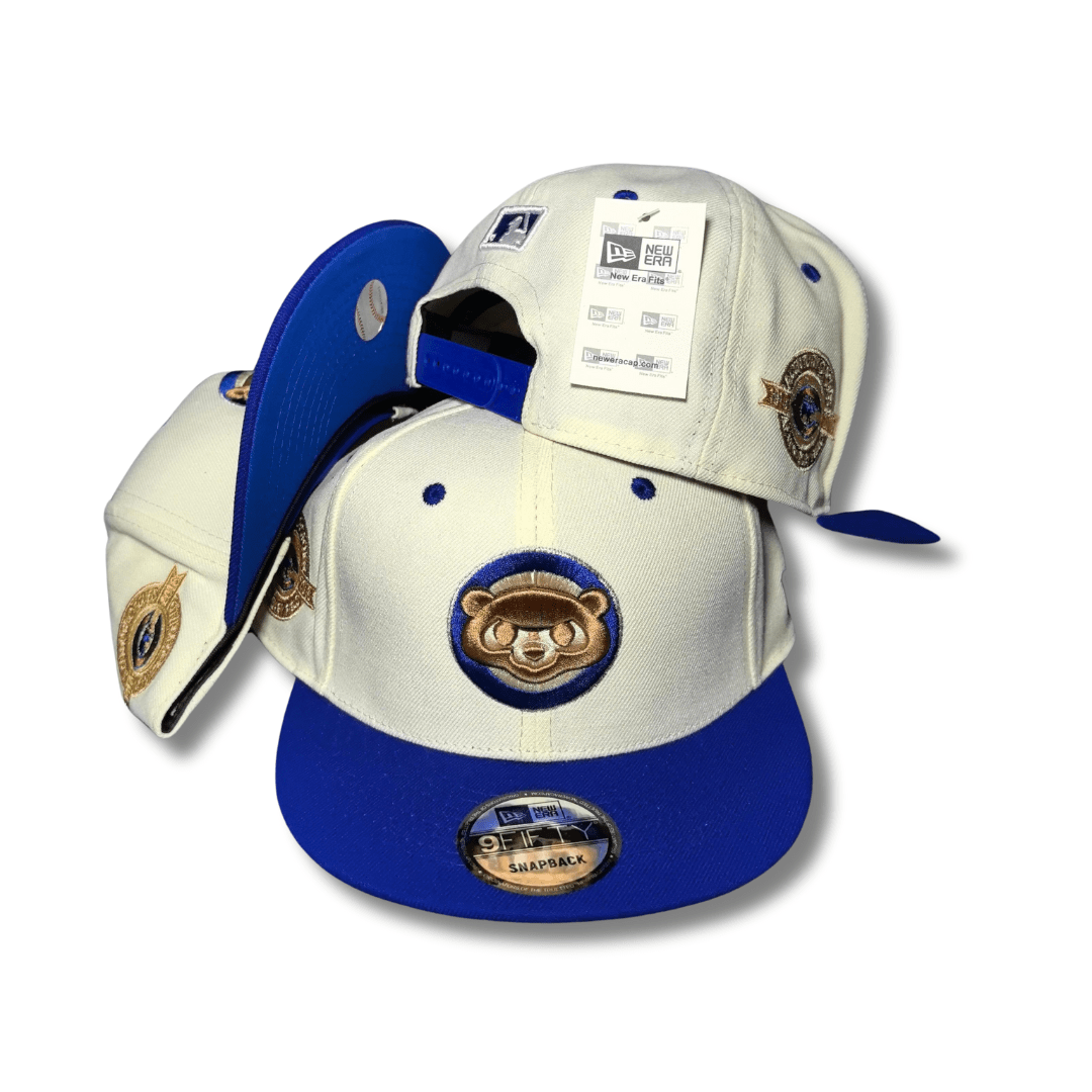 Chicago Cubs 59FIFTY 100th Anniversary hat Offwhite, Blue - Snapback Cap