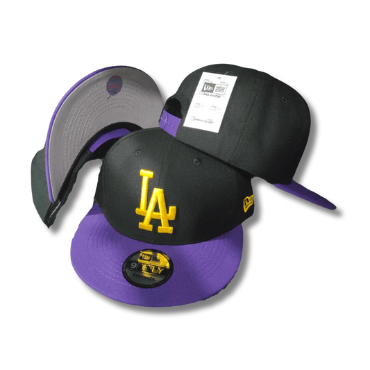 Los Angeles Dodgers Black with Purple Brim and Yellow Embroidered Logo – Snapback Cap