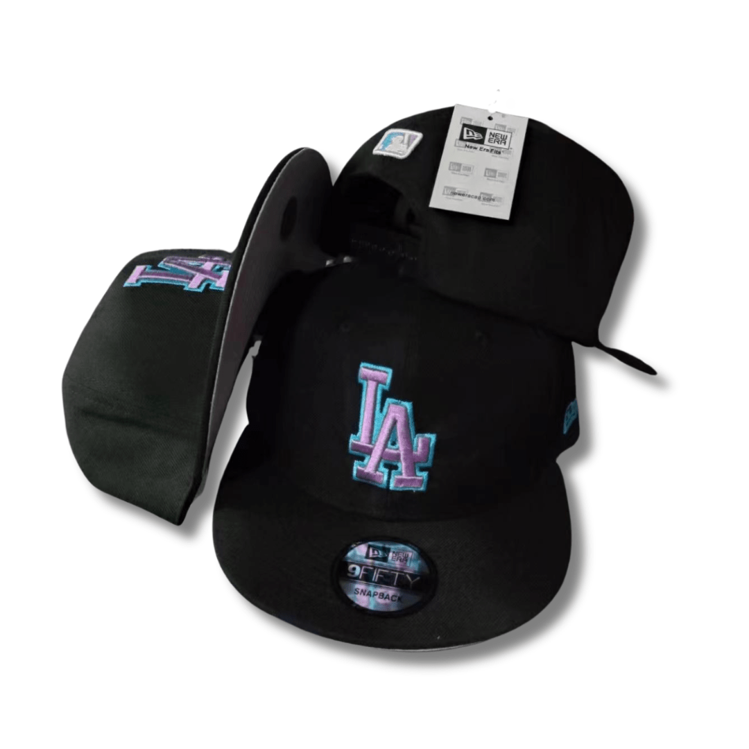 Los Angeles Dodgers Black with Purple and Teal Embroidered Logo – Snapback Cap