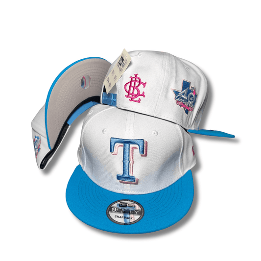 Texas Rangers White and Blue Side Patch Embroidery – Snapback Cap