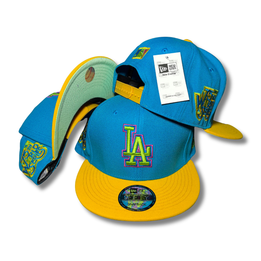 Los Angeles Dodgers Teal and Yellow New Era 9Fifty - Snapback Cap