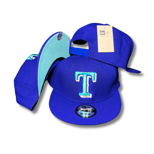 Texas Rangers Royal Blue with Aqua Embroidered Logo and Under-Brim  – Snapback Cap