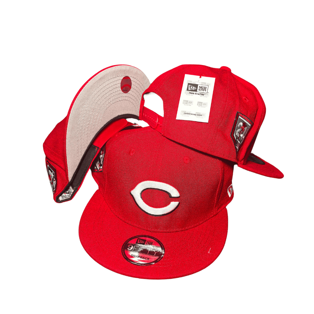 Cincinnati Reds Snapback Hat with White Embroidered Logo and Commemorative Side Patches – Snapback Cap