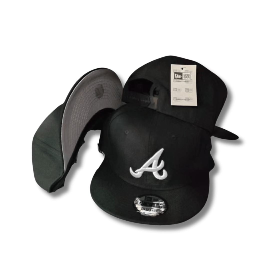 Atlanta Braves Black Adjustable Flat Brim MLB Snapback - Snapback Cap