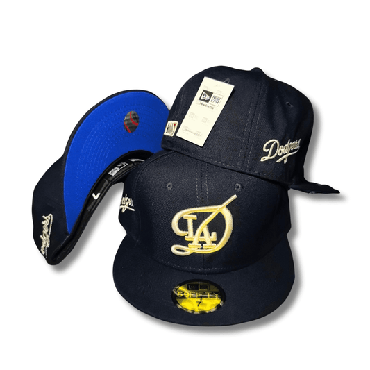 Los Angeles Dodgers Navy with Gold Embroidery and Blue Undervisor - Fitted Cap