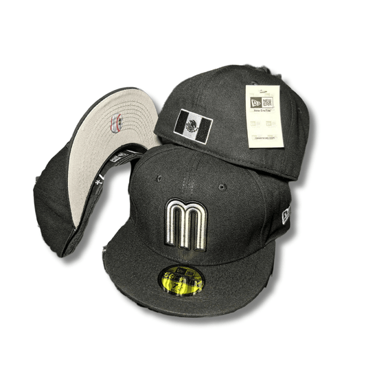 Team Mexico with Iridescent black Logo and Mexican Flag Patch Black – Fitted Cap