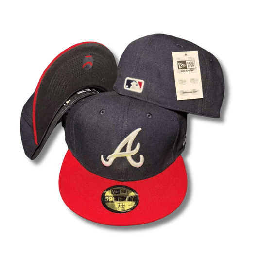 Atlanta Braves Fitted MLB Hat with Red Brim and Navy - Fitted Cap