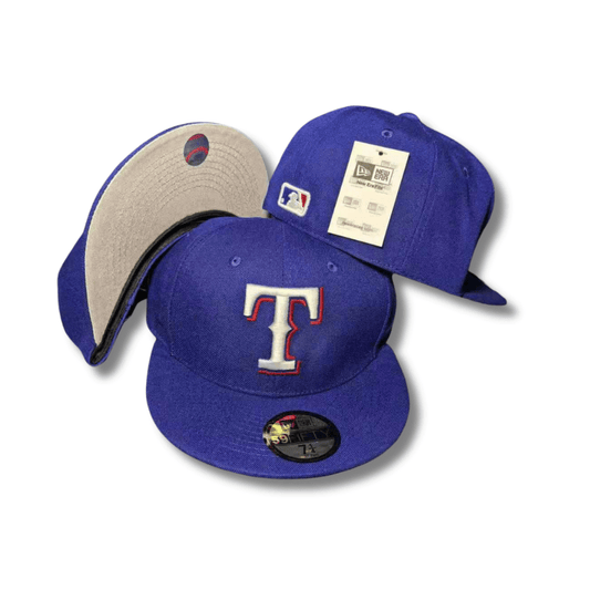 Texas Rangers MLB with Blue Crown and White Logo - Fitted Cap