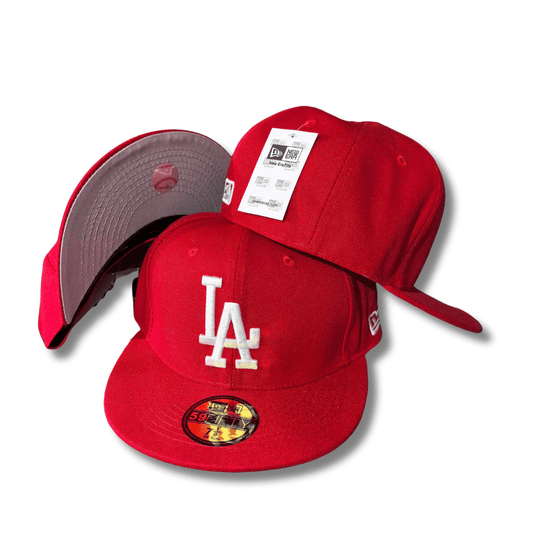 Los Angeles Dodgers in Bold Red with Gray Undervisor - Fitted Cap