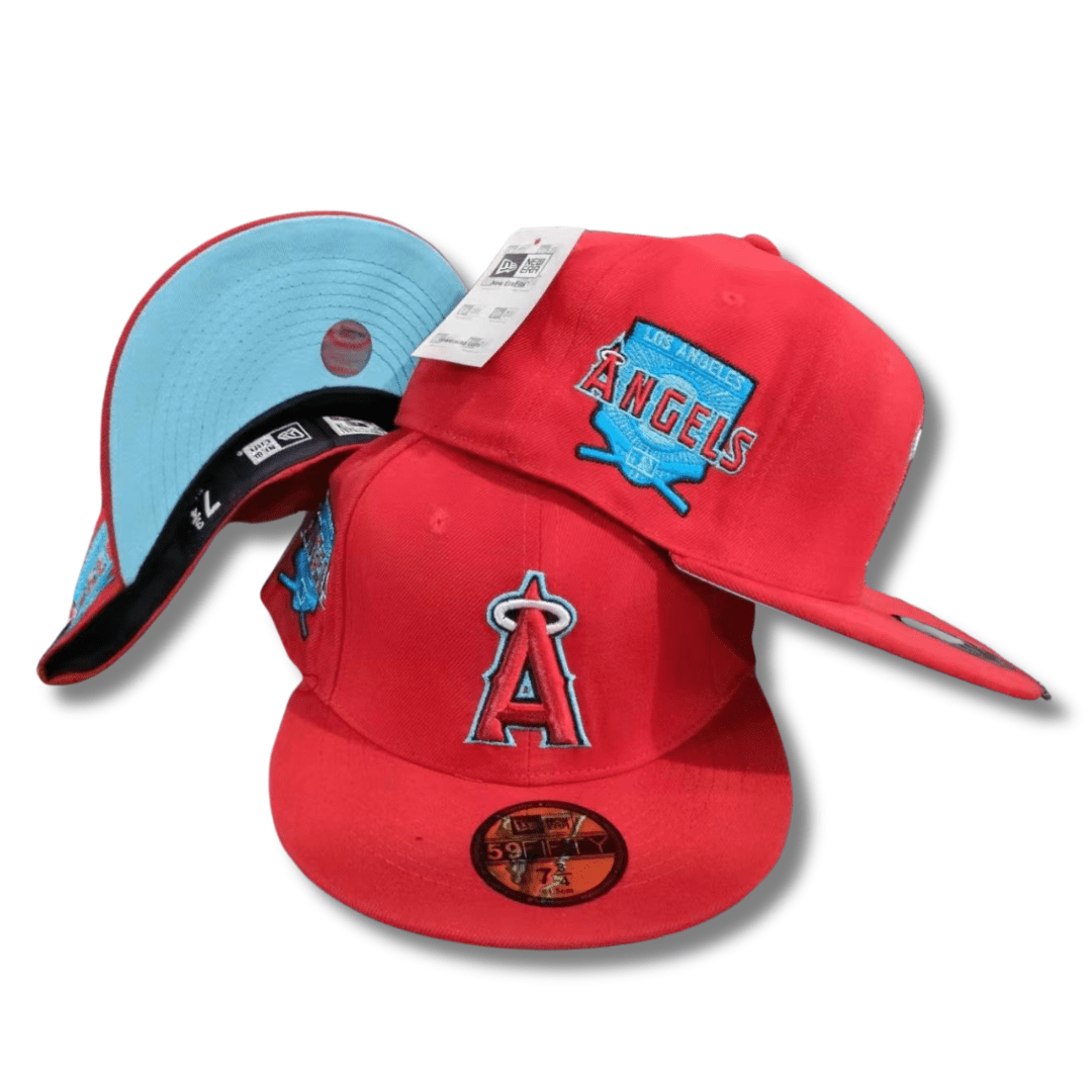 Los Angeles Angels with Sky Blue Undervisor and Retro Side Patch Red – Snapback Cap