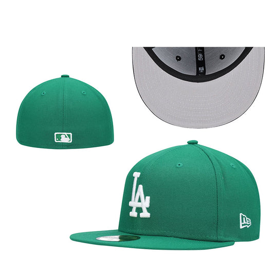 Los Angeles Dodgers Green Fitted Hat with White LA Logo