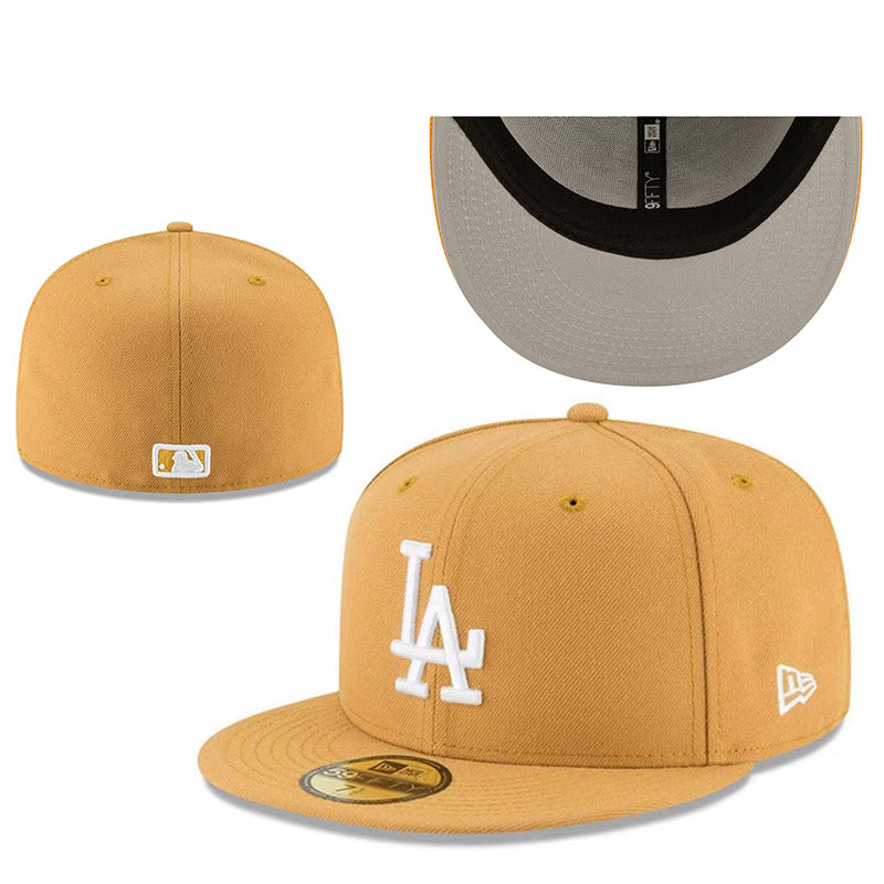 Los Angeles Dodgers Camel Brown Fitted Hat with White Embroidered Logo