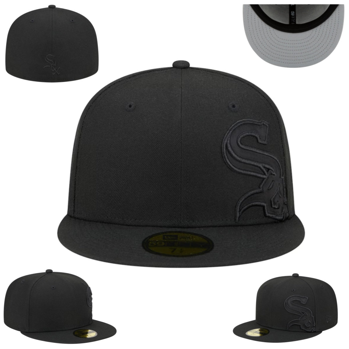 Chicago White Sox Blackout Fitted Hat with Tonal Embroidered Logo