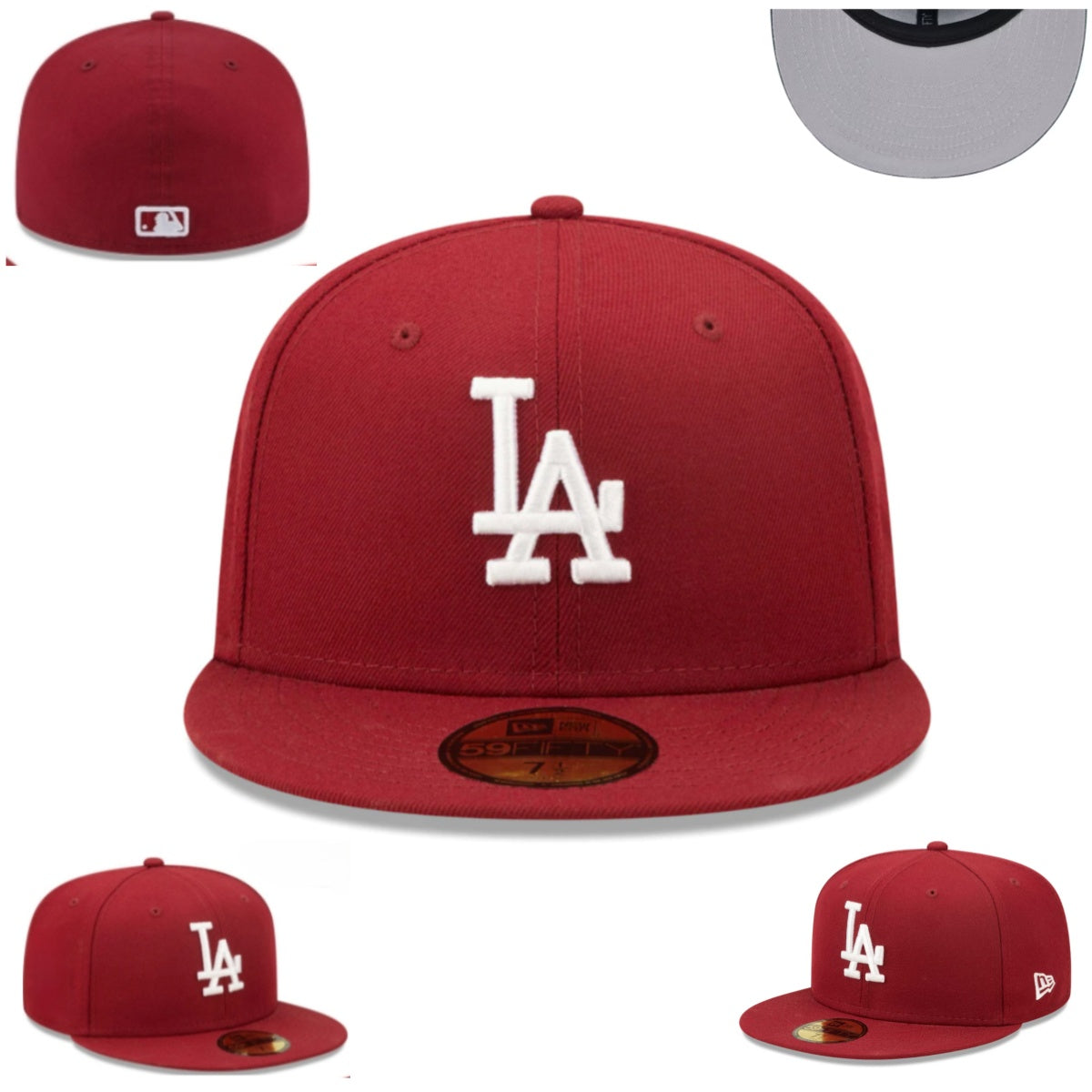 Los Angeles Dodgers Deep Red Fitted Hat with White Embroidered Logo