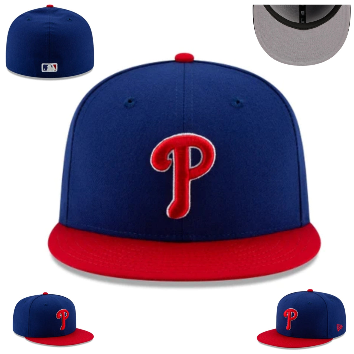 Philadelphia Phillies Royal Blue and Red Fitted Hat with Embroidered P Logo