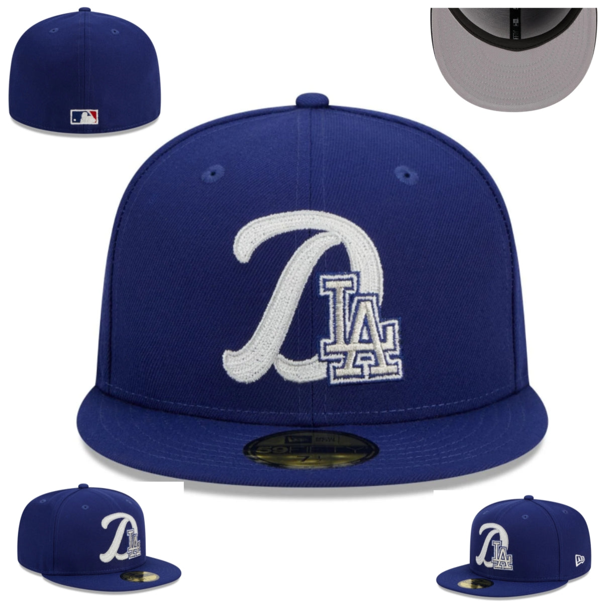 Los Angeles Dodgers Royal Blue Fitted Hat with Dual Embroidered LA Logo