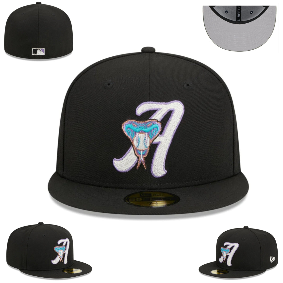 Arizona Diamondbacks Black Fitted Hat with Snake Logo