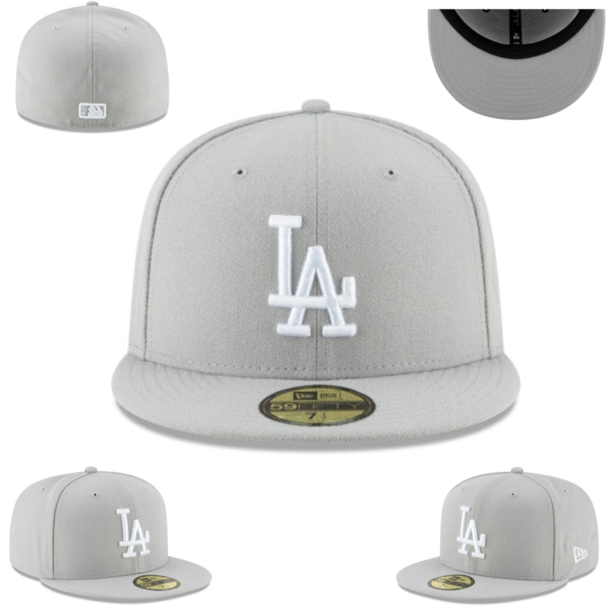 Los Angeles Dodgers Fitted Hat – Light Gray with White Logo and Gray Undervisor