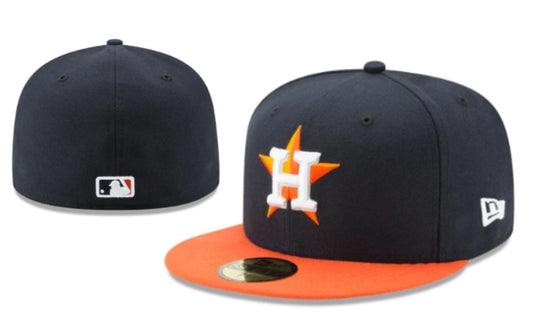 Houston Astros Fitted Hat – Navy with Orange Brim and Star Logo