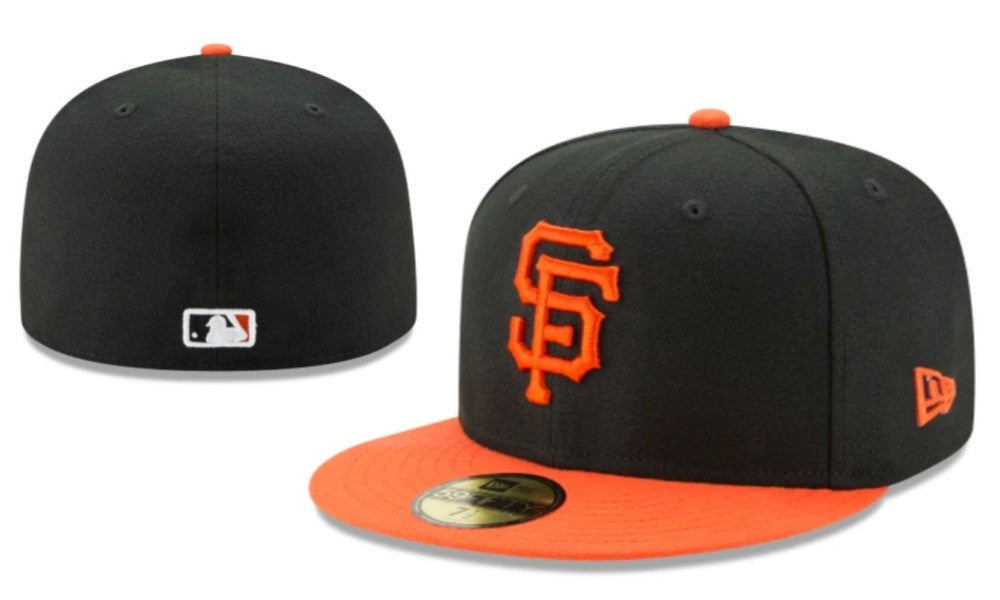 San Francisco Giants Fitted Hat – Black with Orange Brim and Logo