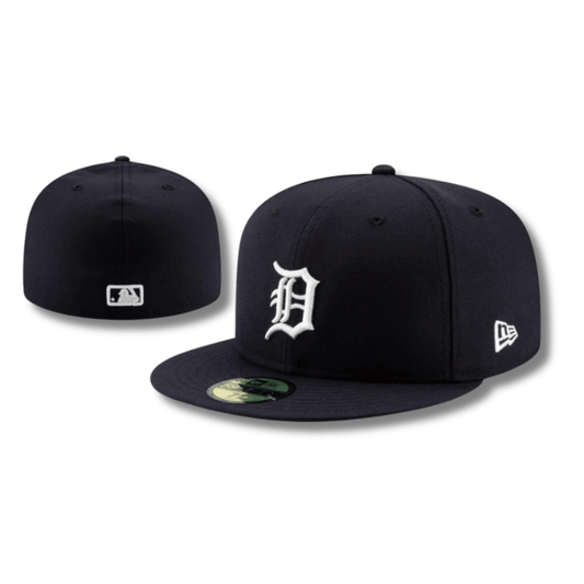 Detroit Tigers MLB Fitted Cap – Navy Blue with White Logo