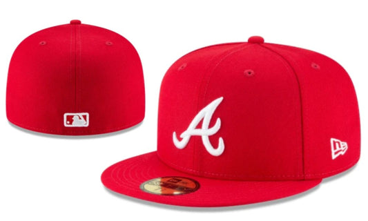 Atlanta Braves Bold Red Fitted Cap with White Logo