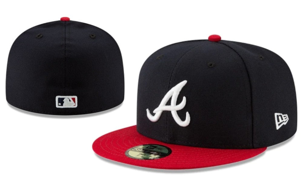 Atlanta Braves Black and Red Fitted Cap with White Logo