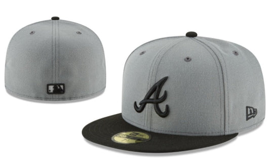 Atlanta Braves Gray and Black Fitted Cap with Embroidered Logo