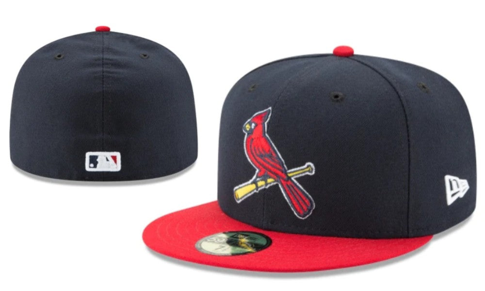 St. Louis Cardinals Navy and Red Fitted Cap with Cardinal Logo