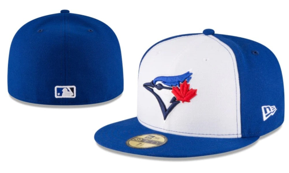 Toronto Blue Jays Blue and White Fitted Cap with Maple Leaf Logo