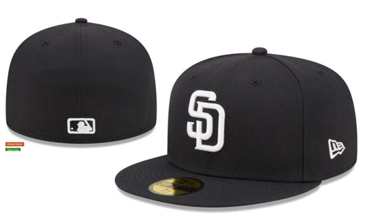 San Diego Padres Black New Era Fitted Hat with White Logo