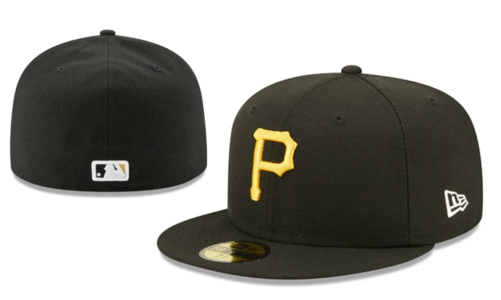 Pittsburgh Pirates Black New Era Fitted Hat with Yellow Logo