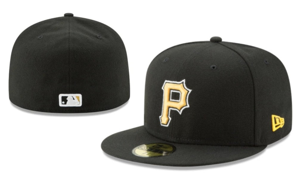 Pittsburgh Pirates Black New Era Fitted Hat with Gold Logo