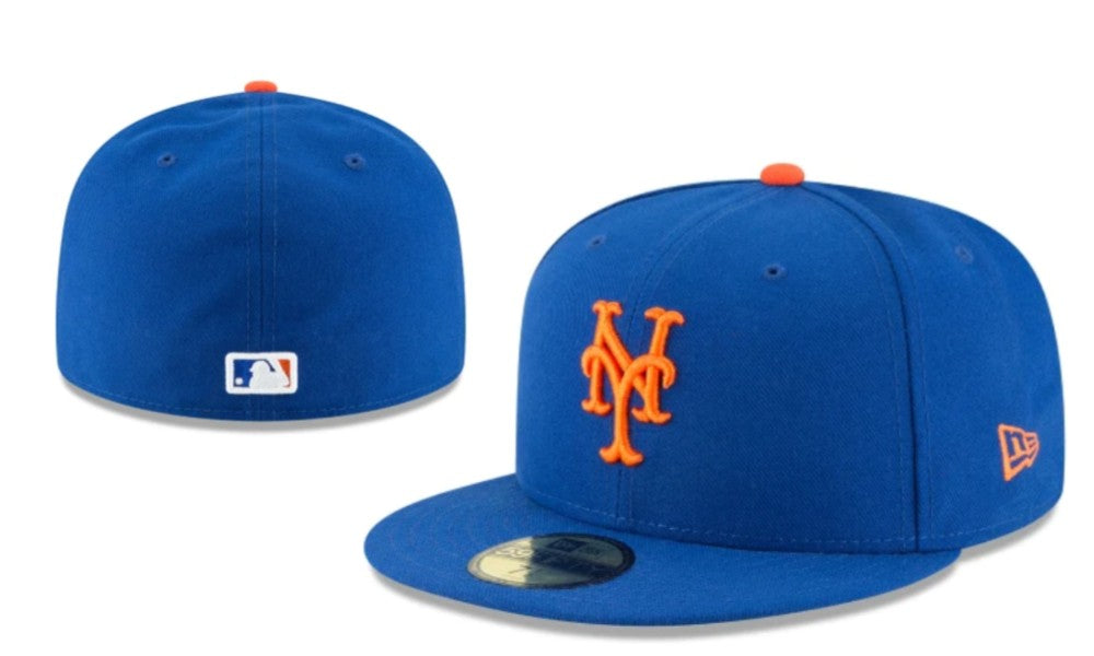 New York Mets Royal Blue New Era Fitted Hat with Orange Logo