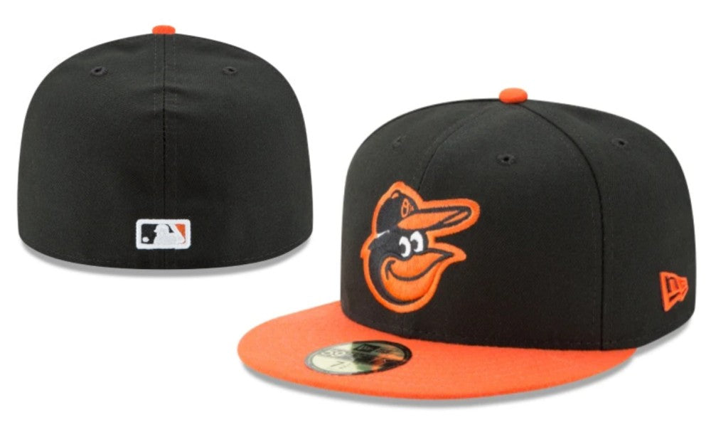 Baltimore Orioles Black and Orange New Era Fitted Hat with Team Logo