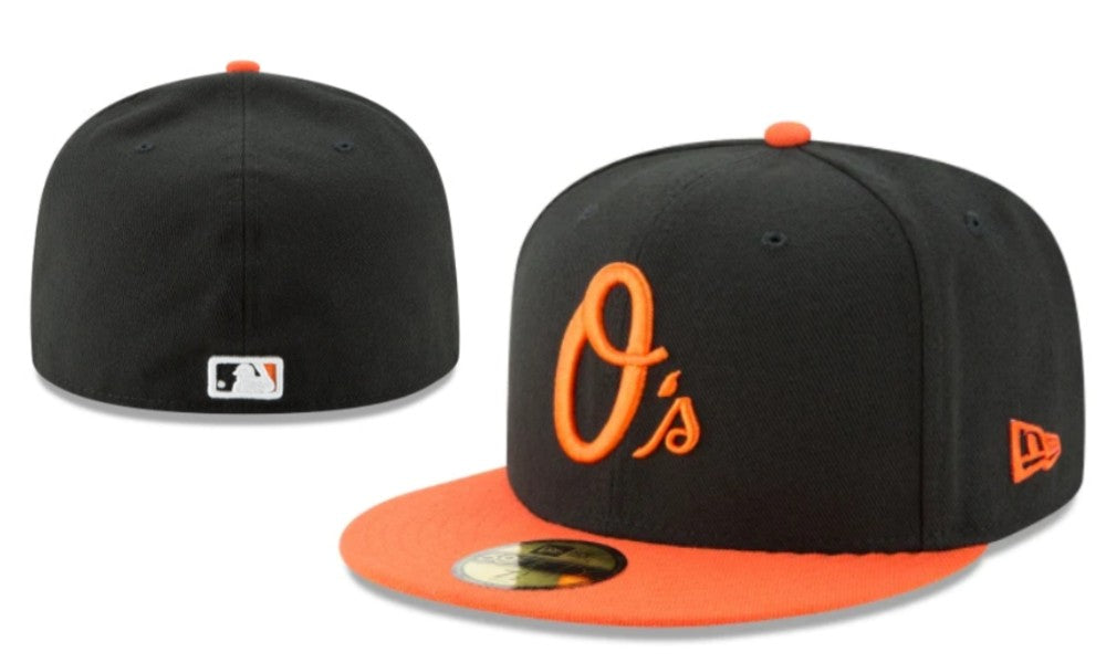 Baltimore Orioles Black and Orange New Era Fitted Hat with Logo