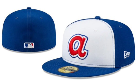 Atlanta Braves Blue and White New Era Fitted Hat with Red Logo