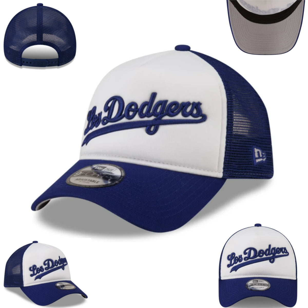 Los Angeles Dodgers White and Blue New Era Trucker Hat with Mesh Back