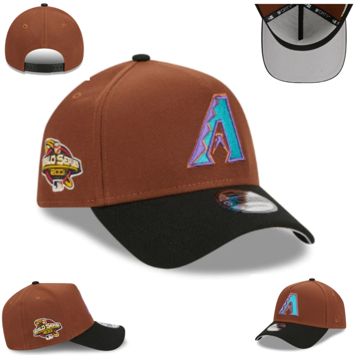 Arizona Diamondbacks Brown and Black New Era Adjustable Hat with 2001 World Series Patch