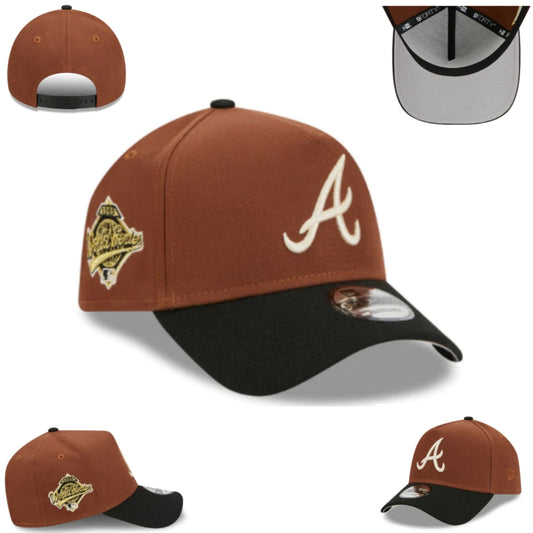 Atlanta Braves Brown and Black New Era Adjustable Hat with 1995 World Series Patch