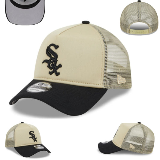 Chicago White Sox Trucker Cap with Mesh Back – Beige and Black