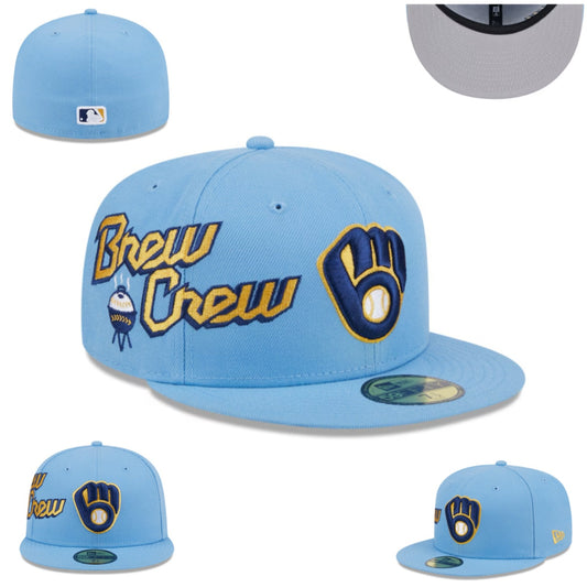 Milwaukee Brewers “Brew Crew” Hat with Gray Undervisor – Light Blue